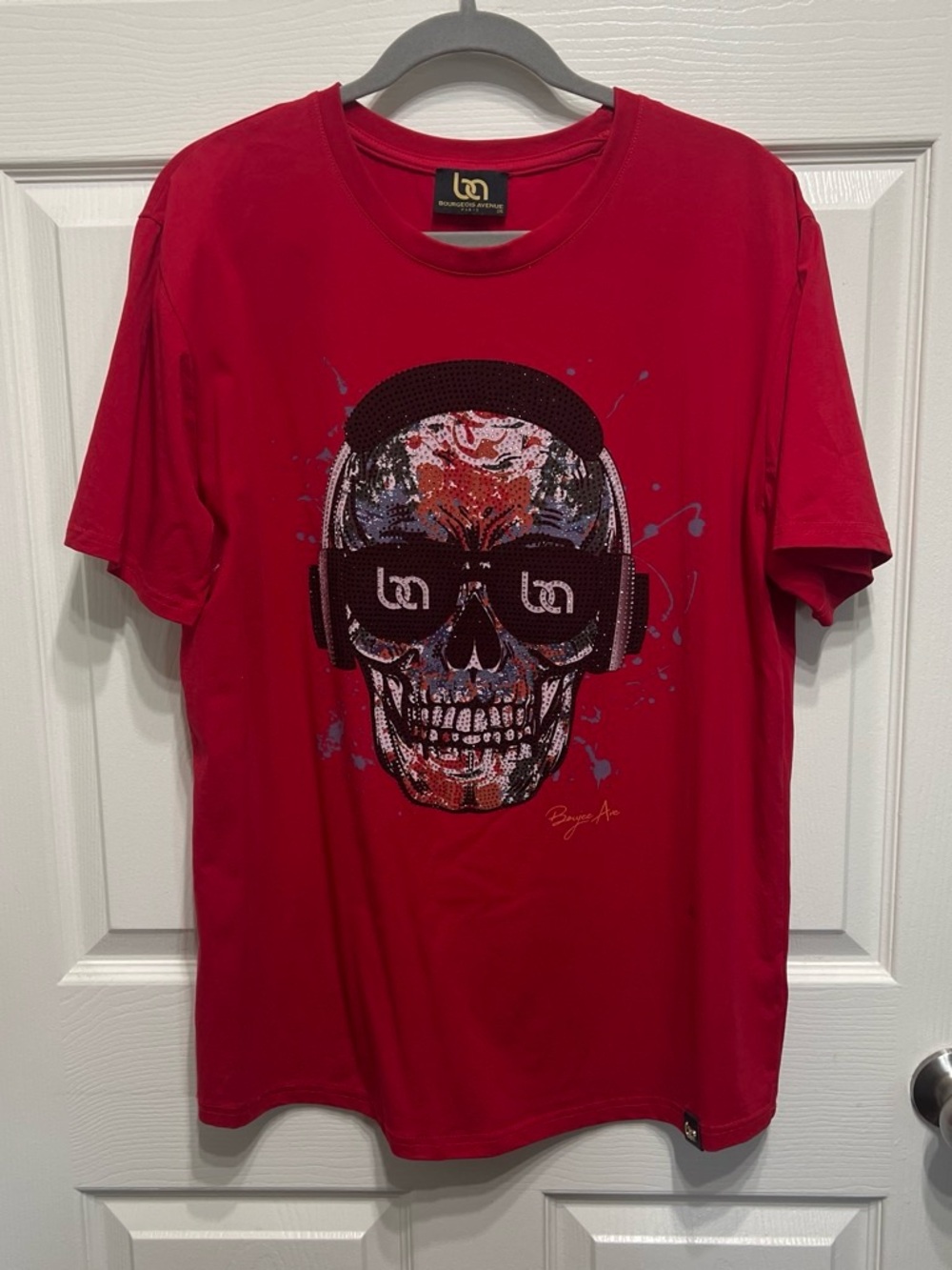 Men's Red Graphic Skull Tee with Logo